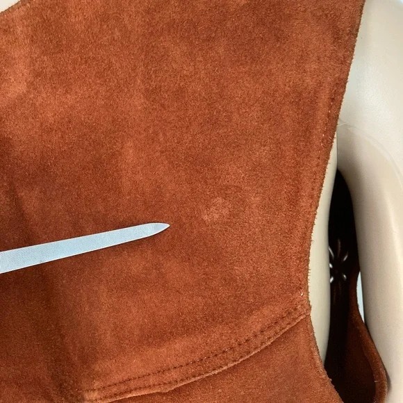 Vintage 60s 70s 80s Boho Hippie Brown Fringe Suede Vest Size S/XS - Picture 7 of 11